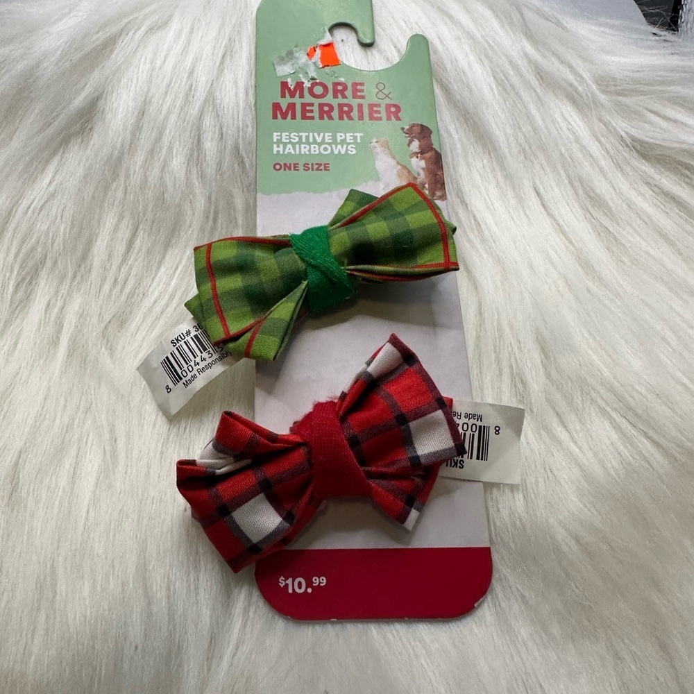 🩷5/$10 Festive Pet Hairbows - Red and Green